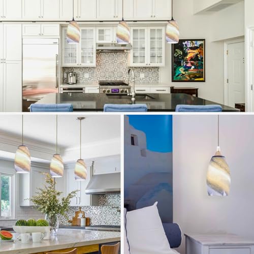Image of GO&SO Glass Pendant Light Shade 3Pcs,7.8 inch H x 4 inch D,Ocean-Blue Gradient,Oval | 1.57 inch Fitter E26 Base,Hand-Blown Art Fixtures,Chandelier Shades for Kitchen Island,Hanging Light Shades