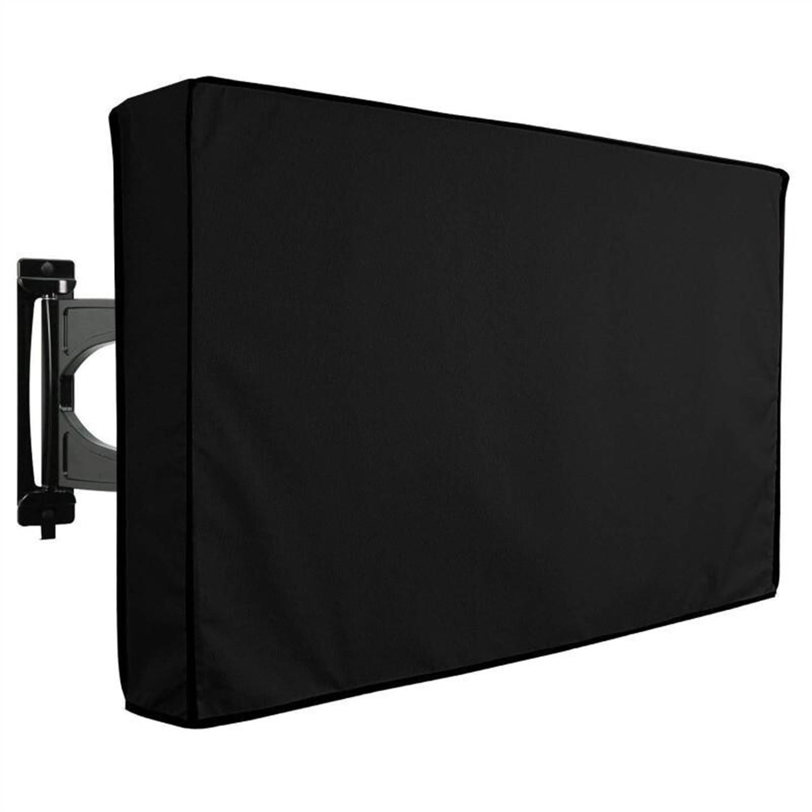 Gruba Tkanina Osłona Przeciwpyłowa Do Telewizora z Kieszenią na Pilota, Odporne na Warunki Atmosferyczne Pokrowiec na Telewizor Balkon, Osłona Ekranu Telewizora(Black,50-52 inches)