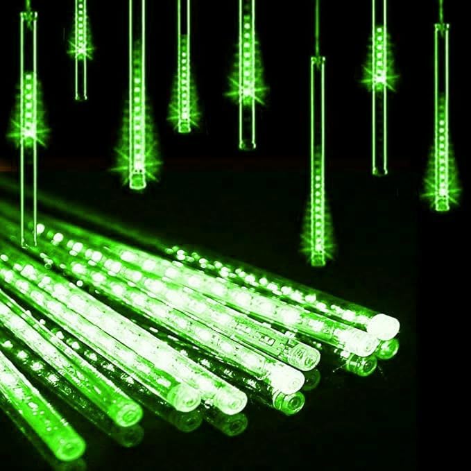 SHANJIA Rain Lights, Meteor Lights,Meteor rain Lights 50cm 10 Tube Solar rain Lights with for Christmas Parties Wedding Christmas Tree (Green)
