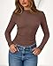 PRETTYGARDEN Womens Tops 2025 Fall Long Sleeve Fitted T Shirts Waffle Ruched Crop Shirt Basic Knit Workout Y2k Clothes(Brown,Small)
