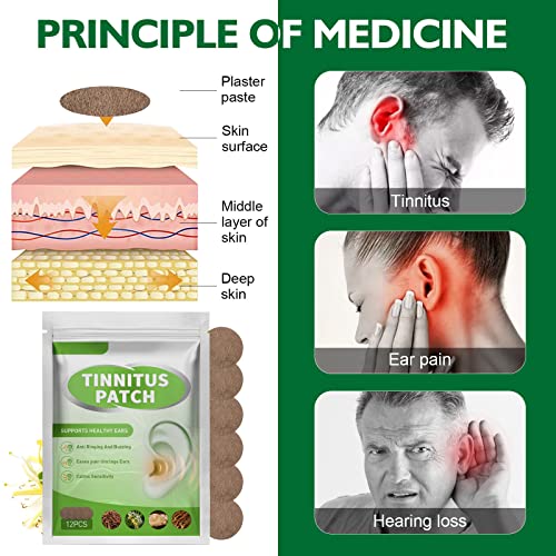 Tinnitus Relief For Ringing Ears, 24Pcs Ear Ringing Relief Patches, Effective Tinnitus Treatment With Natural Herbal Formula. Relieves Earaches, Improves Hearing And Boost Blood Circulation #TOP2