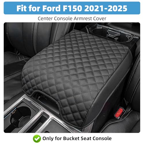 Image of Center Console Armrest Cover for Ford F150 2021 2022 2023 2024 2025 Fully Covered Anti-Scratch Protector Interior Accessories(Only for Bucket Seat Console)