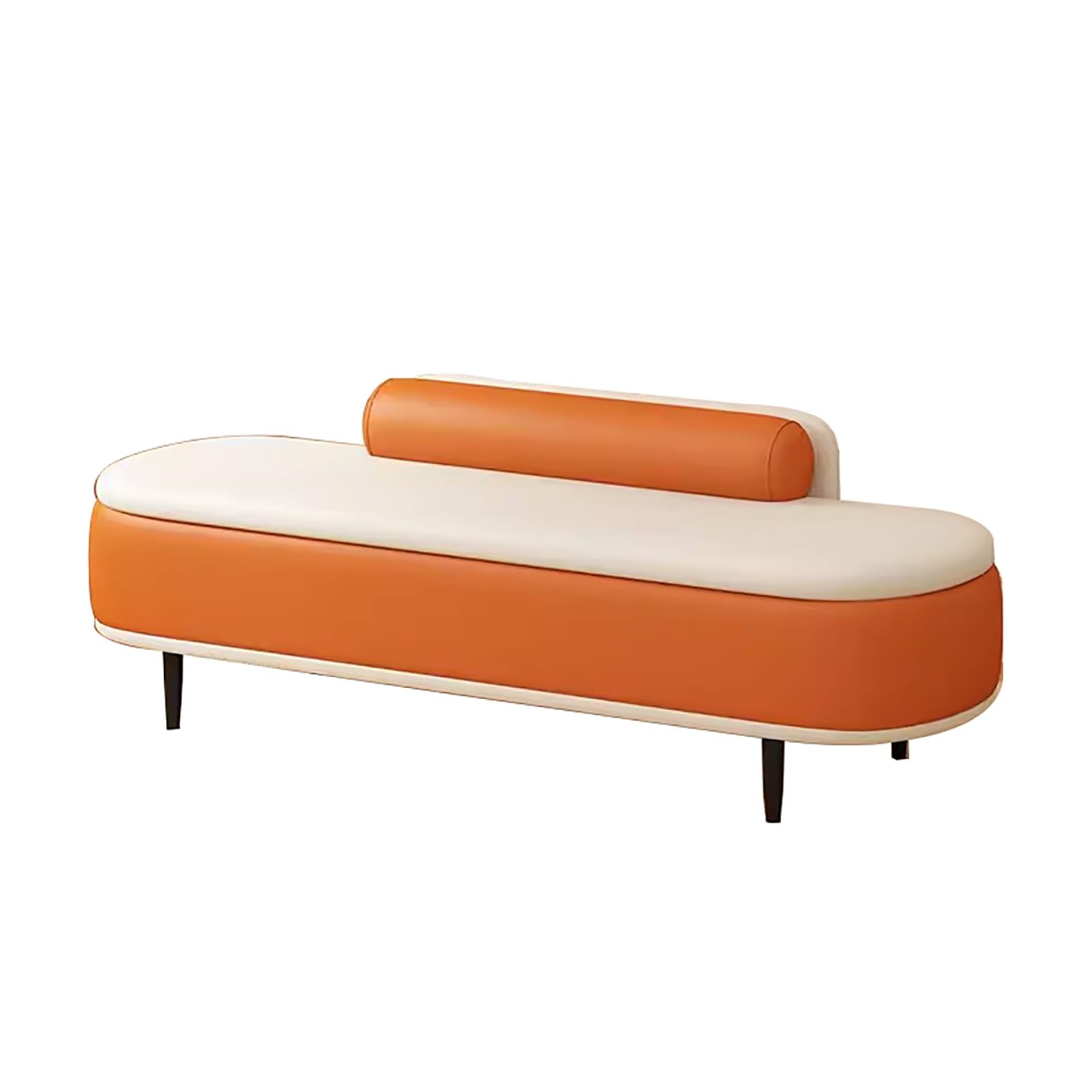 LWJSOCP Modern Storage Ottoman Bench with Cushion Entryway Shoe Bench Faux Leather Footrest Stool Orange 47.2in/120cm Stylish Seating for Home Decor and nization