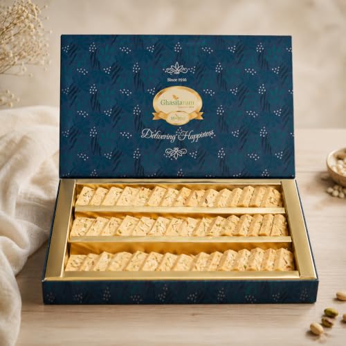 Image of Ghasitaram Gifts Diwali Gifts Sweets - Sugarfree Pure Kaju Katlis 800gms|Sugar Free Sweets|Diabetic Friendly|Diwali Sugar Free Sweets Box