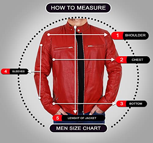Veste de moto en cuir rouge confort grande taille XXXXL rétro - 6