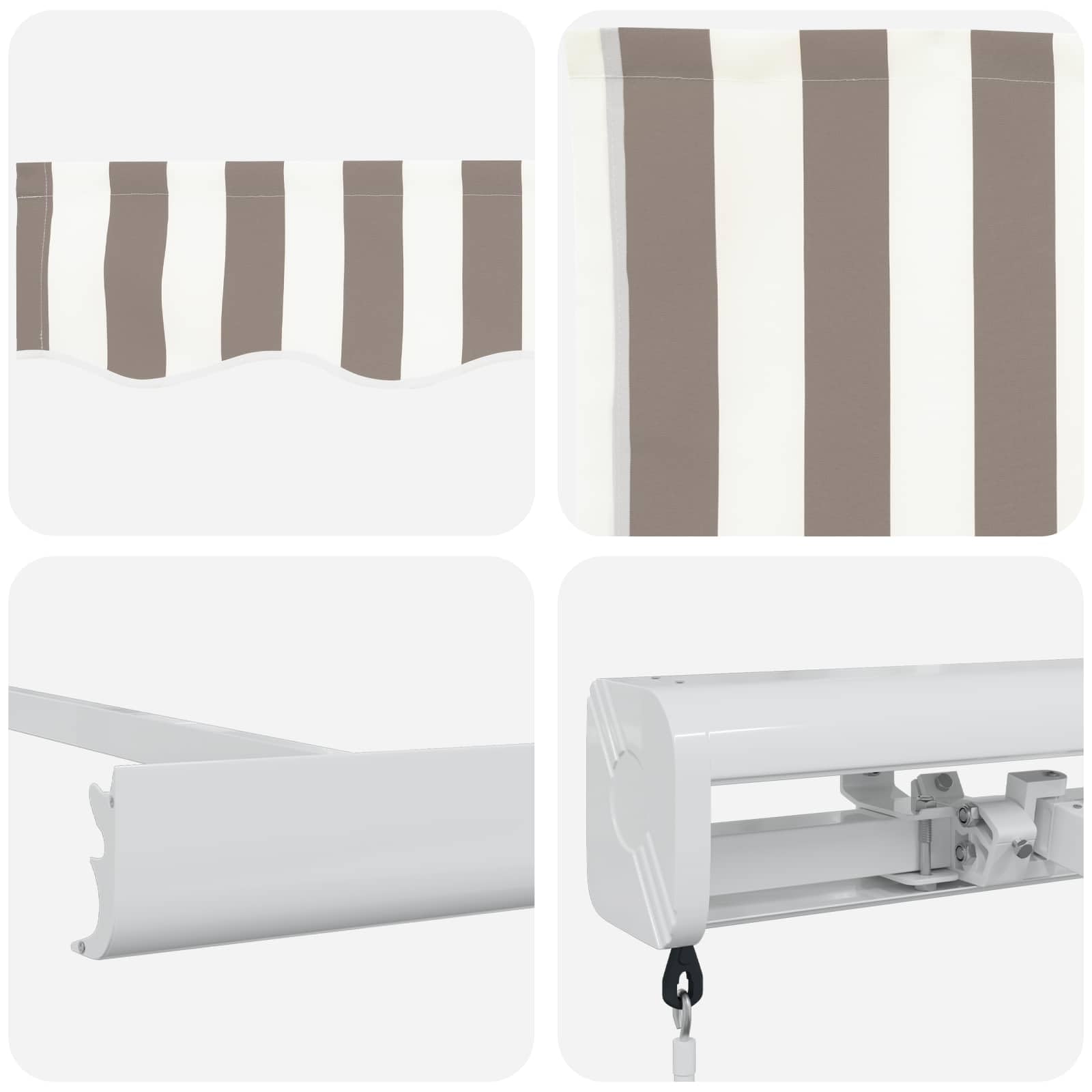Tenda retrattile Grigio Chiaro Bianco 350 x 250 cm | Tela Poliestere Rivestimento PU, Costruzione Alluminio, Manuale, Per Giardino Terrazza