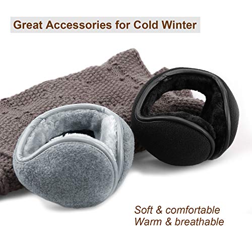 Kratarc Earmuffs Ear Warmer Unisex Men Women Fleece Earmuffs Winter Accessory Outdoor (Black-2P) #TOP4