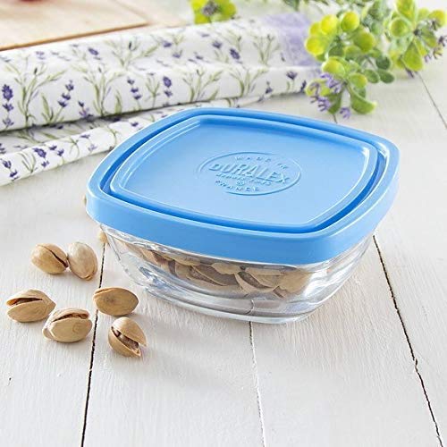 NEVINE Freshbox Clear Square 5 Pcs Glass Set with Green Lid, Transparent, Medium 3