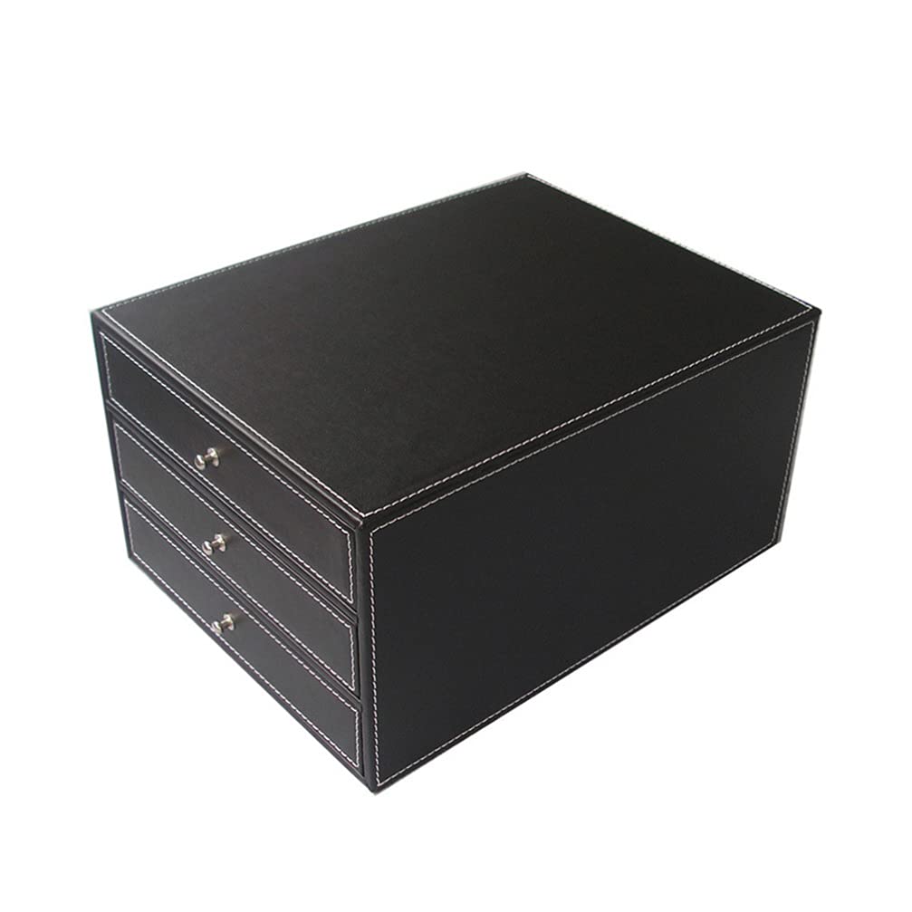 Cabilock 1pièce Boîte De Rangement Cuir Pu Pour Bureau Organisateur De Documents à Couches Étagère De Stockage Élégante Noir Idéale Pour Dossiers Et Accessoires De Bureau