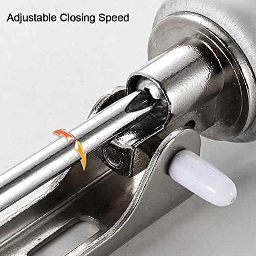 Standard Duty Pneumatic Door Closer, Window Closer, Snap Plate Hold Open Feature & Smooth Closing Motion, Adjustable Closing Speed, Aluminum, Silver #TOP2