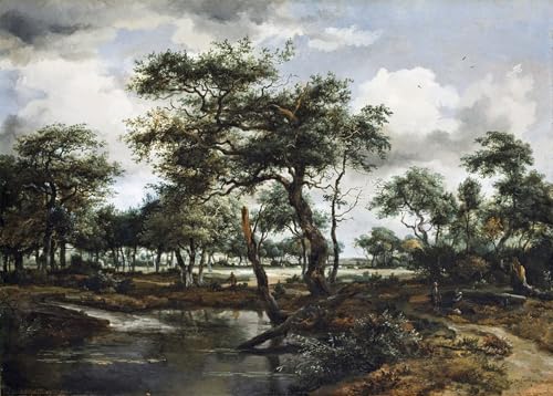 Tableau un étang dans la forêt Meindert Hobbema posters décoration murale salon 60x90