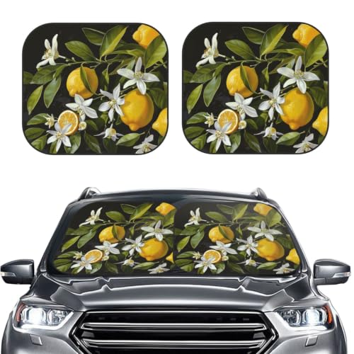 Pare-soleil voiture pliable à motif citron bloquant les UV et la chaleur taille L
