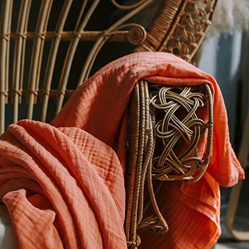 Muslin Cotton Throw Blanket - For Adults, Toddlers And Kids - 4 Layers Breathable Gauze Blanket - Super Soft, Cozy, Lightweight - Bed Blanket For Sofa, All Season (Single Pack 55 X 78, Peach Pink) #TOP1