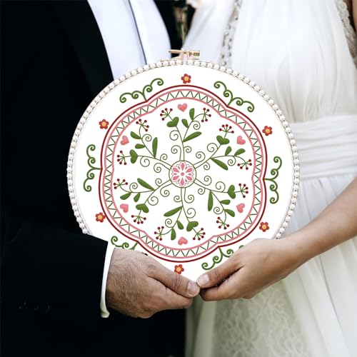 Image of FREEBLOSS 4 Set 8'' Embroidery Kit for Beginners Mandala Pattern Embroidery Kit with Instructions Full Kit of Embroidery Cloth 2 Embroidery Hoops 11 Colors Flosses