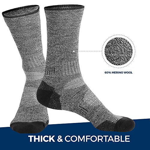 image for Pembrook Wool Sport Socks - L/XL (4-Pack Gray) - Soft, Warm, Thermal M