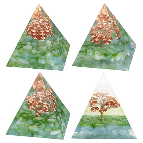 Nupuyai Aquamarine Spiral Tree of Life Crystal Pyramid Ornament, Quartz Point Energy Figurine Reiki Healing Stone Pyramid - Image 3