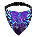 Bright Blue Neon Signs of The Zodiac Cancer on Dark Dog Adjustable Martingale Collar, Saliva Bibs Pet Regular Collars for Cat Pets, Buckle Bandanas Triangle Kerchief Bibs Scarf