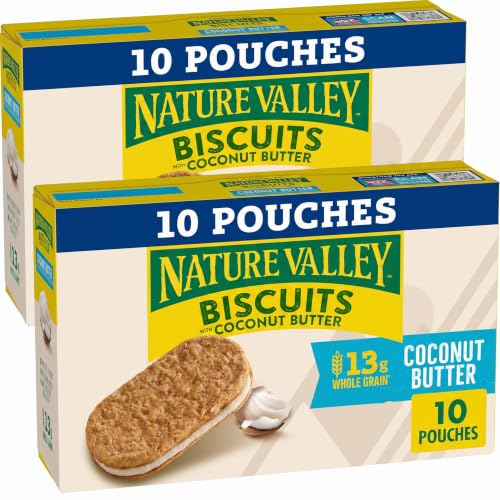 Nature Valley Biscuit Sandwiches, Coconut Butter, Snack Bars, 13.5 oz,10 Count (Pack of 2)