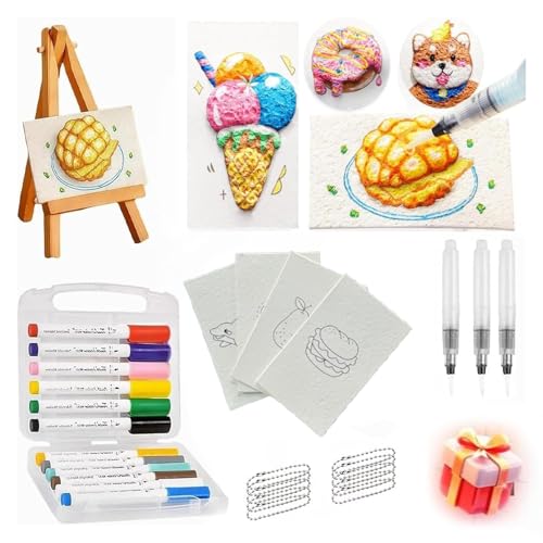 Kit de 38 peinture texturée en mousse 3D magique,kit de dessin DIY, art manuel créatif, éponge pour enfants faite à la main,kit de dessin avec éponges...