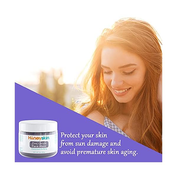 Organic-Zinc-Oxide-Face-Mask-Hydrating-Facial-Cleanser-Anti-Aging-Face-Moisturizer-for-Women-and-Men-Deep-Pore-Cleansing-Mask-with-Kaolin-and-Bentonite-Clay-Mask-3-oz Honeyskin Organic Zinc Oxide Face Mask - Hydrating Facial Cleanser, Face Mask for Sensitive Skin - Anti Aging Face Moisturizer for Women and Men, Deep Pore Cleansing Mask - 3oz