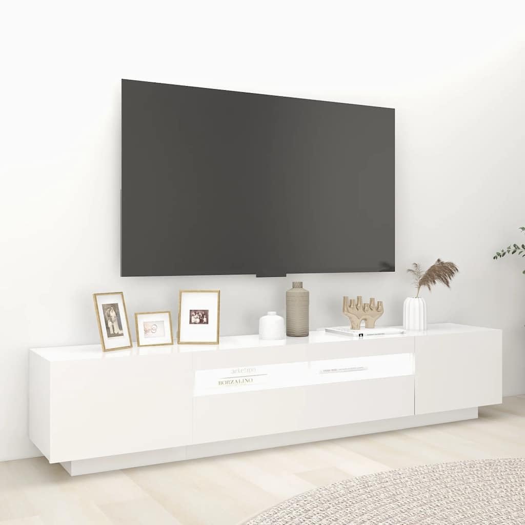 Woonisher Mueble para TV con Luces LED Blanco 200x35x40 cm