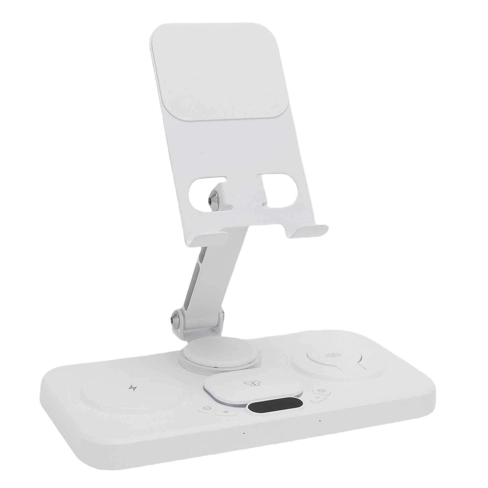 Zunate Stazione di Ricarica Wireless Pieghevole da 15 W con Orologio e 6 Colori di Luce Ambientale per Dispositivi IOS Perfetta per Casa o Ufficio (WHITE)