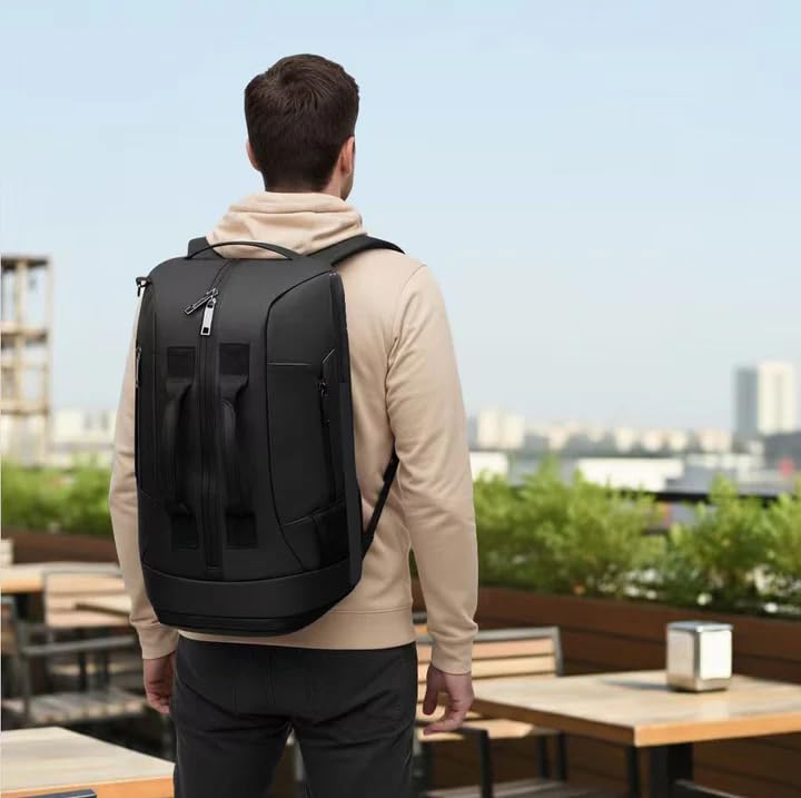 Image of ristoss Large Capacity Travel Backpack Men's Business Travel Bag Outdoor Mountaineering Bag Waterproof Backpack, Fitness Sports Bag