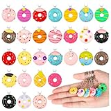 LSGYPAQ 28PACK Donut Keychain Sweet Doughnut Key Chains for Birthday Party Supplies Bag Souvenir Kids Gifts Easter (28 Styles)