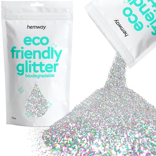 Product Image of the Hemway Eco Friendly Biodegradable Glitter 100g / 3.5oz Bio Cosmetic Safe Sparkle Vegan For Face, Eyeshadow, Body, Hair, Nail And Festival Makeup, Craft - Fine (1/64' 0.015' 0.4mm) - Silver Holographic