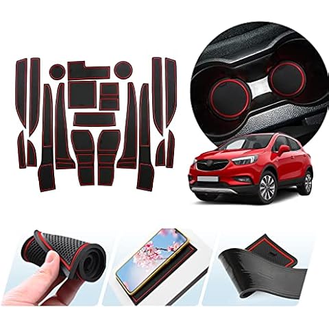 ZCLINKO Compatible with Opel Mokka X 2017-2022 / Buick Encore UK Car Mats Centre Console Armrest,Non-Slip Mats for Rubber Mats,Cup Holder,Door Seam,Car Accessories Interior 19 Pcs(Red) Cover