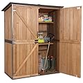 Storage Shed Outdoor Cabinet with Metal Frame Large Wooden Tool House Garden Shed with Floor,Door & Lock for Backyard Use