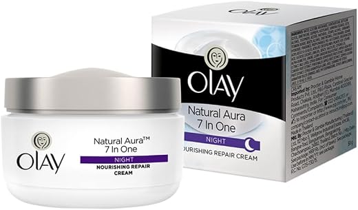 Olay Natural Aura Night Cream | Nourishes Skin for Healthy Glow | Fights 7 Signs of Ageing | With Niacinamide and Vitamin 