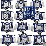 Masonic Blue Lodge Free Masons Officer Aprons 12 Chain Collar 12 Jewels 12 Gloves 12 Set of 12X4 Lot