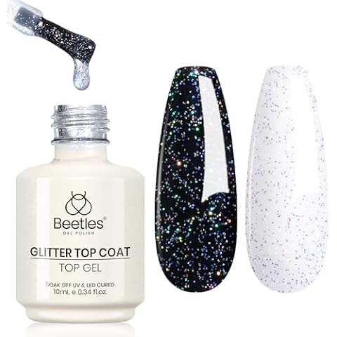 Beetles Iridescent Silver Glitter Gel Top Coat Cover
