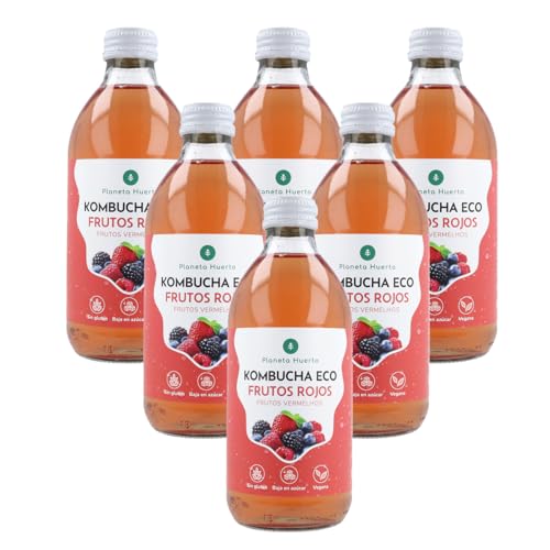 PLANETA HUERTO | Pack 6x Kombucha ECO Frutos Rojos 330 ml | Fermentación Natural | Probióticos para el Sistema Digestivo
