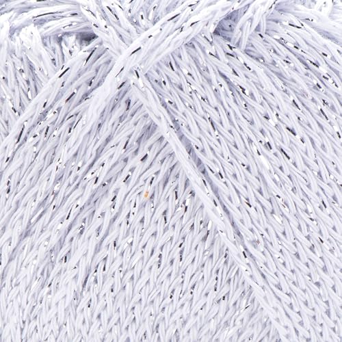 Image of YarnArt Elegance Sparkly Yarn - Metallic Cotton Blend, Fine Sport for Knitting & Crochet, Lightweight Thread for Shawls & Sweaters, 50g (130m), Off-White (1, 101)