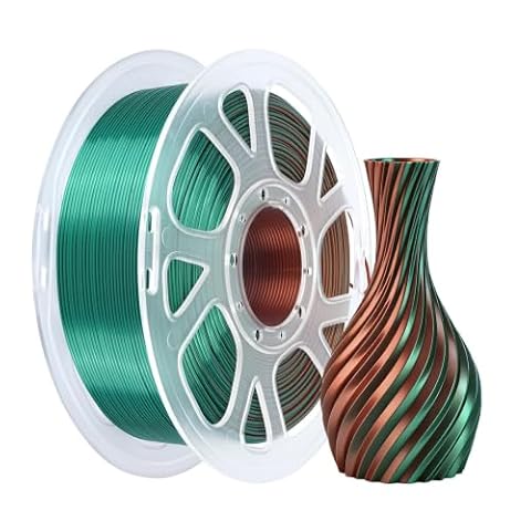 Kingroon PLA 3D Printer Filament, Triple Color Silk PLA Filament, Dimensional Accuracy +/- 0.03 mm, 1 kg Spool(2.2lbs), 1.75 mm, Green Purple Copper