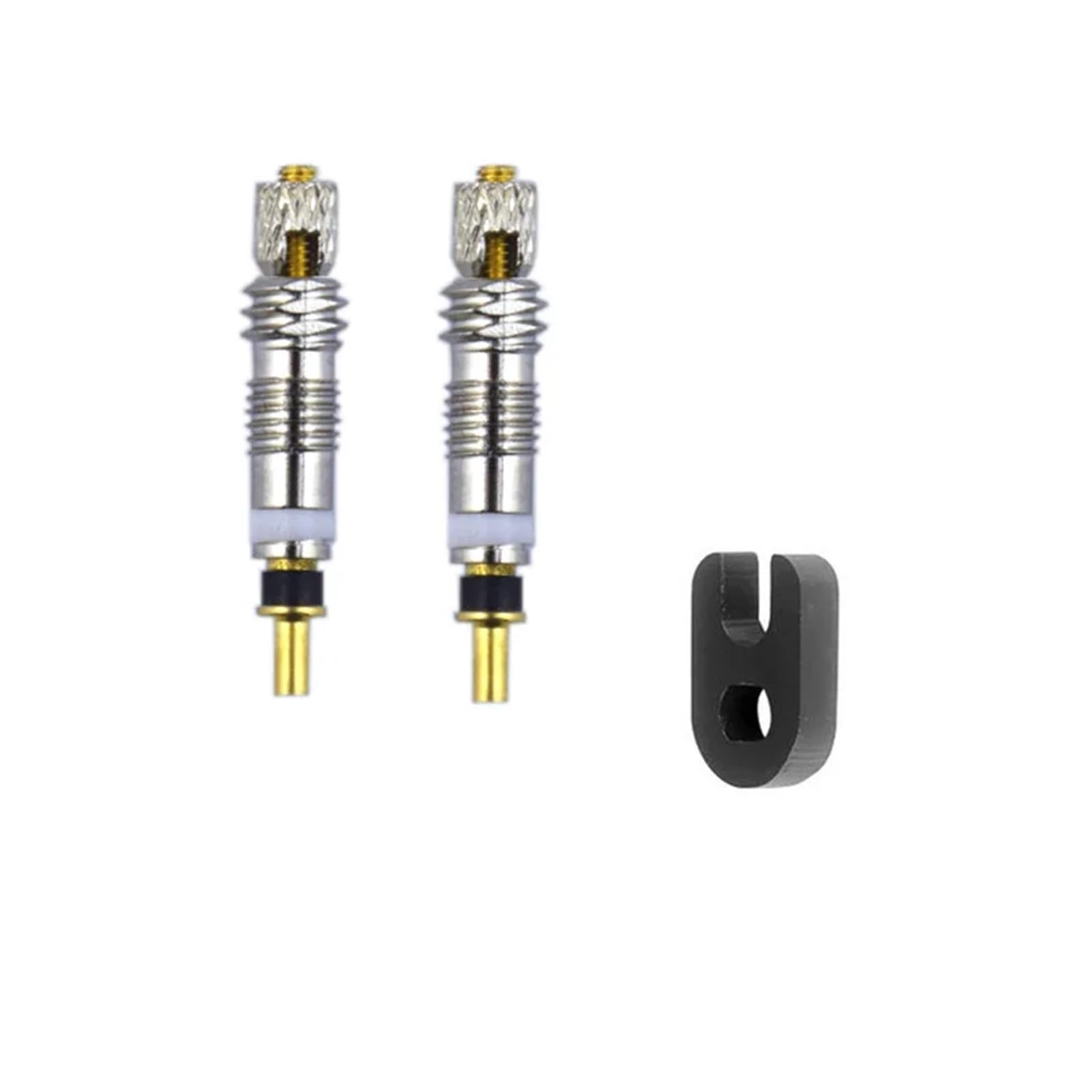 Dymkie 2Pcs Core 1Pc Tool Bicycle Removable Presta Valve Core Bike Replacement Brass Tubeless Core Remover Tool For Tubeless(2Pcs Core 1Pc Tool)