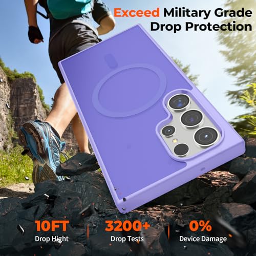 Image of SUPFINE Magnetic for Samsung Galaxy S23 Ultra Case, (Built-in Magnets) (Military Grade Drop Protection) Slim Translucent Shockproof Phone Case,Purple