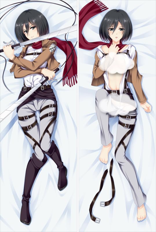 Mikasa Ackerman Anime Dakimakura Sexy Body Pillow Waifu Girl (150,2 Way Tricot)