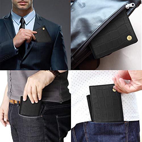 Image of WildHorn RFID Protected Leather Wallet for Men,Black