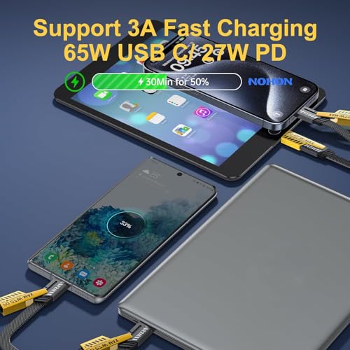 Image of 4 in 1 Charging Cable Fast Charging 65W, USB C Cable 4-in-1 Multi Charging Cable with E-Mark Chip, Multiple iPhone Charger Cord for iPhone 16 /15 /14 /13 Series and More(4FT) (2 Pack)