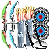 2 Pack Set Bow and Arrow Archery Toy for Kids, LED Light Up with 20 Suction Cup Arrows Target & Quiver, Outdoor Toys Kids Boys Girls Ages 3-12 Years Old