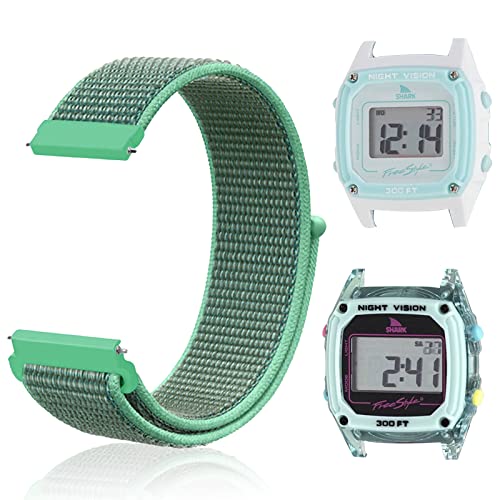 Snyeest Replacement Nylon Band Compatible with Freestyle Shark Classic Watch, Adjustable Quick-drying Strap for Shark Classic Leash & Clip Watch?Watch Not Included?, Mint Green,S/M