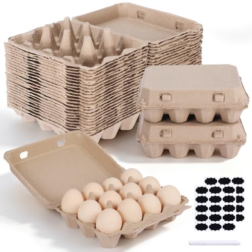 AEIMIJPQ 25 Pack Egg Cartons Bulk, 3x4 Style 12 Count Cardboard Egg Cartons, Empty Dozen Egg Crates for Chicken Eggs, Sturdy Paper Pulp Egg Holder for Farm Fresh Eggs, Home, Refrigerator
