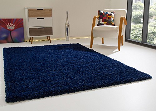 Steffensmeier Happy XL Shag Pile Rug Deep Pile Rug in Cream / Beige, OEKO-TEX® Standard 100 Certified 65 x 130 cm, blue, 80 x 150 cm