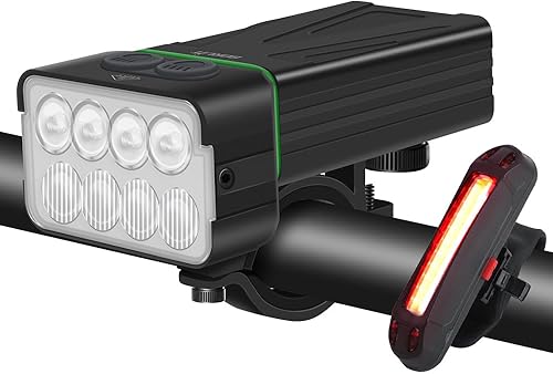 BORUiT Bike Lights for Night Riding, Bicycle Light Front Headlight and Back Taillight with 8+5 Light Modes, USB Rechargeable Bright Bike Headlights