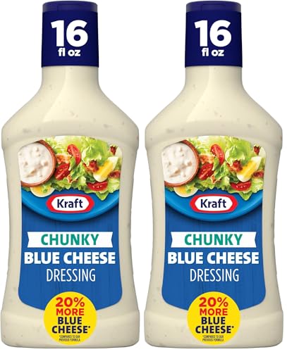 Kraft Dressing, 1 Bottle, for Salads and Dipping, Chunky Blue Cheese, No High-Fructose Corn Syrup, No Artificial Flavors, 16 oz (Pack of 2)