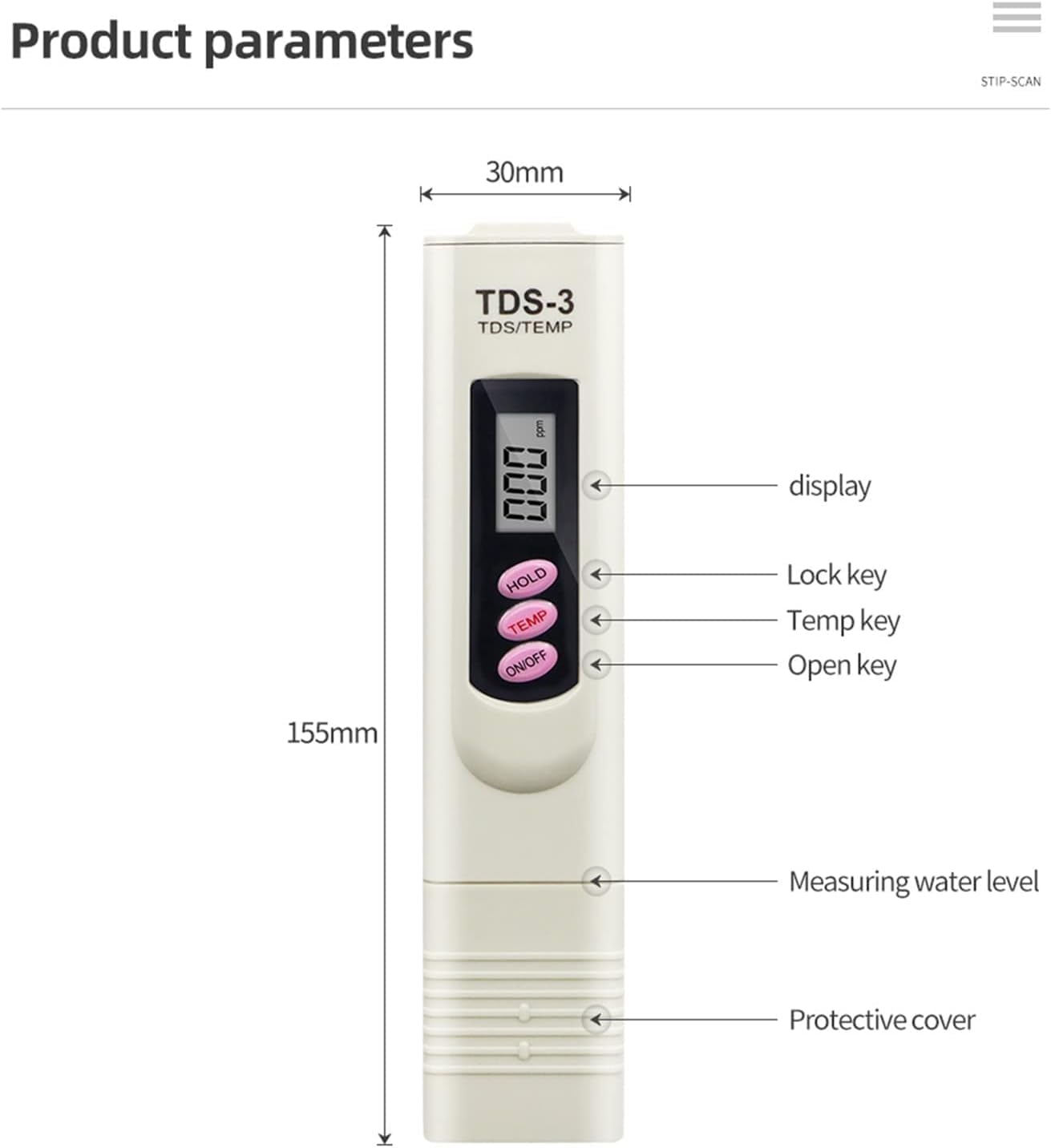 Detector de Calidad del Agua Medidor de TDS portátil Probador de Agua Digital Pluma de Prueba Medidor de análisis de Calidad del Agua Verificación de pureza del Agua Medición de 0-9999 Ppm.