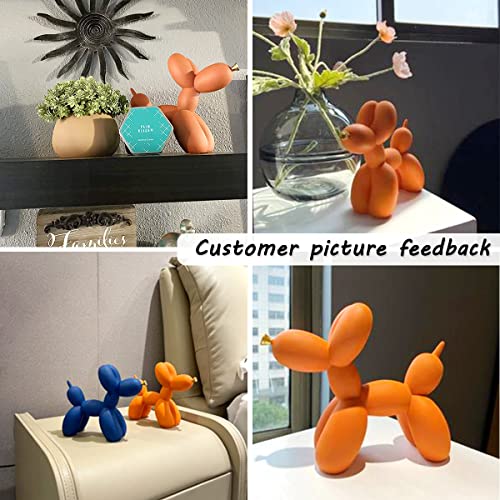 Otang Balloon Dog Statue Collectible Figurines Art Modern Sculpture, Cute Golden Nose Dog Animals Resin Crafts Handmade Ornament Home Decor Accents(Orange,9,7,3.5In) #TOP5